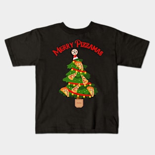 Christmas - Merry Pizzamas, Christmas Pizza. Family matching T-shirt, pjama Kids T-Shirt